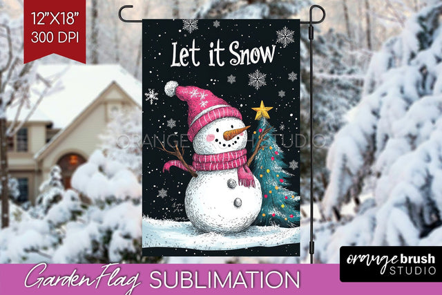 Christmas Garden Flag Sublimation - Winter Welcome Sign PNG Sublimation OrangeBrushStudio 