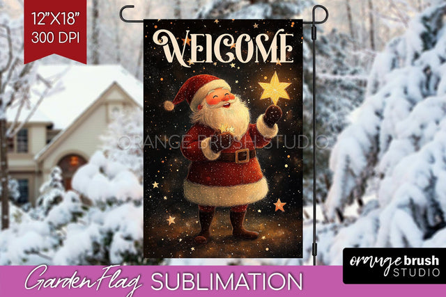 Christmas Garden Flag Sublimation - Winter Welcome Sign PNG Sublimation OrangeBrushStudio 