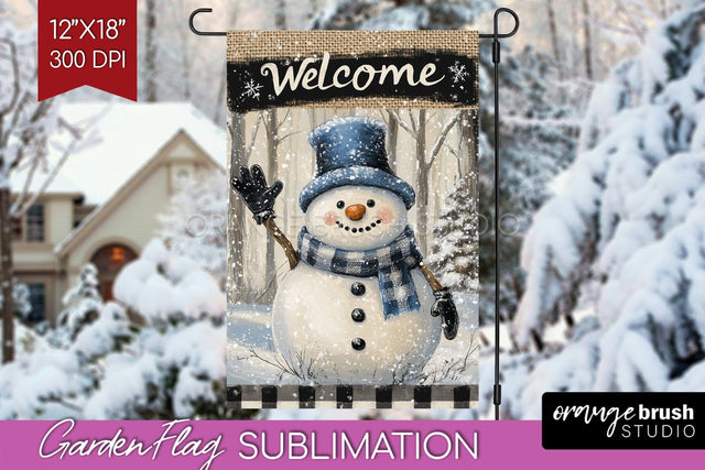 Christmas Garden Flag Sublimation - Winter Welcome Sign PNG Sublimation OrangeBrushStudio 