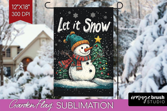 Christmas Garden Flag Sublimation - Winter Welcome Sign PNG Sublimation OrangeBrushStudio 