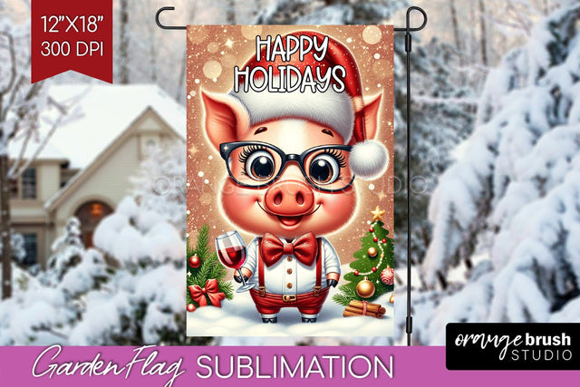 Christmas Garden Flag Sublimation - Winter Welcome Sign PNG Sublimation OrangeBrushStudio 