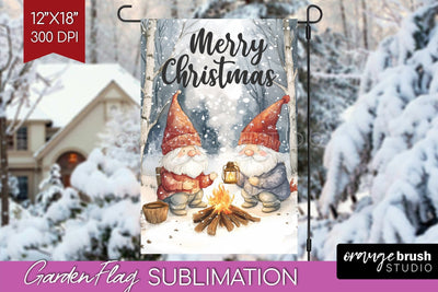 Christmas Garden Flag Sublimation - Winter Welcome Sign PNG Sublimation OrangeBrushStudio 