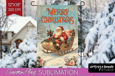 Christmas Garden Flag Sublimation - Winter Welcome Sign PNG Sublimation OrangeBrushStudio 