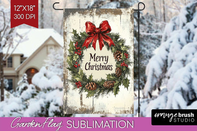 Christmas Garden Flag Sublimation - Winter Welcome Sign PNG Sublimation OrangeBrushStudio 