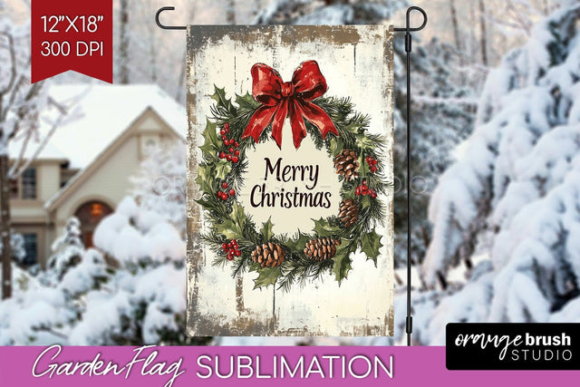 Christmas Garden Flag Sublimation - Winter Welcome Sign PNG Sublimation OrangeBrushStudio 
