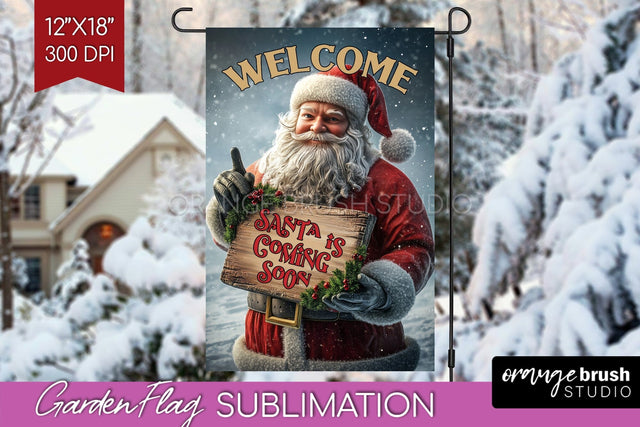 Christmas Garden Flag Sublimation - Winter Welcome Sign PNG Sublimation OrangeBrushStudio 