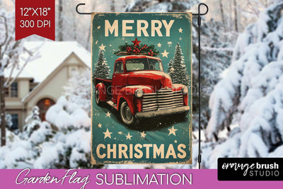 Christmas Garden Flag Sublimation - Winter Welcome Sign PNG Sublimation OrangeBrushStudio 