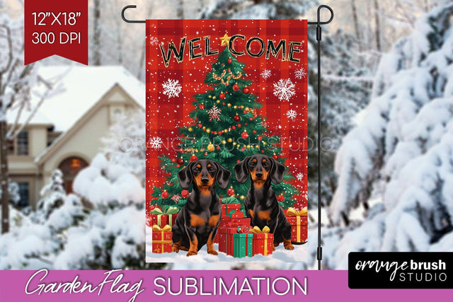Christmas Garden Flag Sublimation - Winter Welcome Sign PNG Sublimation OrangeBrushStudio 