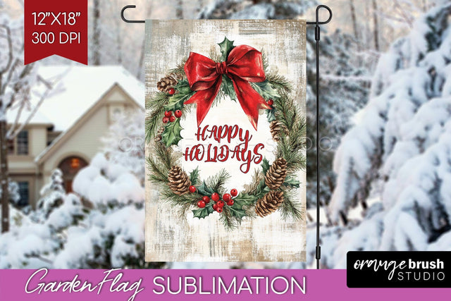 Christmas Garden Flag Sublimation - Winter Welcome Sign PNG Sublimation OrangeBrushStudio 