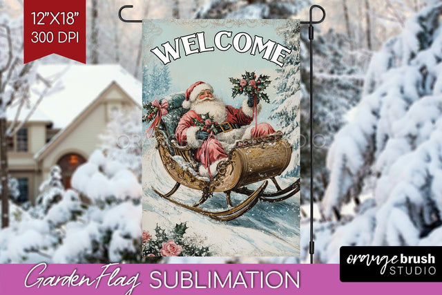 Christmas Garden Flag Sublimation - Winter Welcome Sign PNG Sublimation OrangeBrushStudio 