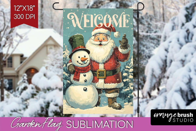 Christmas Garden Flag Sublimation - Winter Welcome Sign PNG Sublimation OrangeBrushStudio 