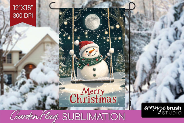 Christmas Garden Flag Sublimation - Winter Welcome Sign PNG Sublimation OrangeBrushStudio 