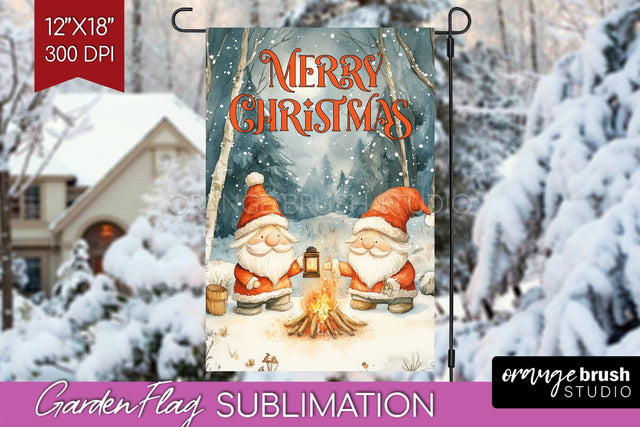 Christmas Garden Flag Sublimation - Winter Welcome Sign PNG Sublimation OrangeBrushStudio 