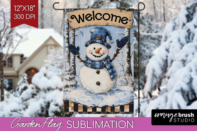 Christmas Garden Flag Sublimation - Winter Welcome Sign PNG Sublimation OrangeBrushStudio 