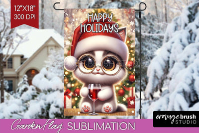 Christmas Garden Flag Sublimation - Winter Welcome Sign PNG Sublimation OrangeBrushStudio 