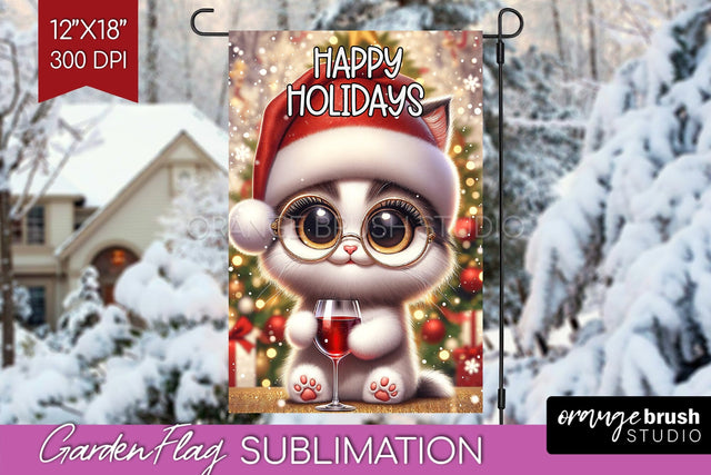 Christmas Garden Flag Sublimation - Winter Welcome Sign PNG Sublimation OrangeBrushStudio 