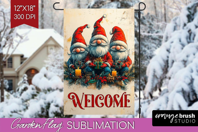Christmas Garden Flag Sublimation - Winter Welcome Sign PNG Sublimation OrangeBrushStudio 