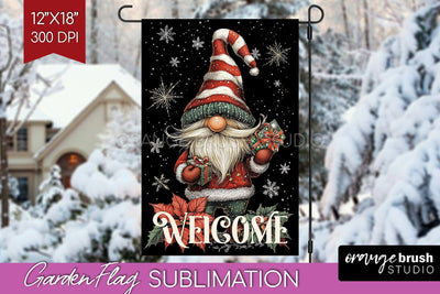 Christmas Garden Flag Sublimation - Winter Welcome Sign PNG Sublimation OrangeBrushStudio 