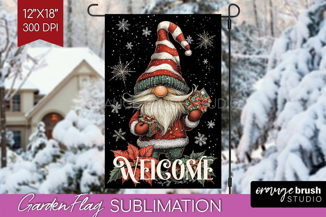 Christmas Garden Flag Sublimation - Winter Welcome Sign PNG Sublimation OrangeBrushStudio 