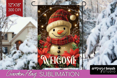 Christmas Garden Flag Sublimation - Winter Welcome Sign PNG Sublimation OrangeBrushStudio 