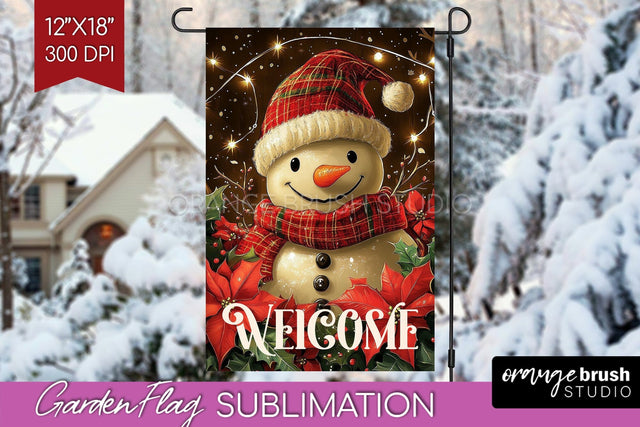 Christmas Garden Flag Sublimation - Winter Welcome Sign PNG Sublimation OrangeBrushStudio 
