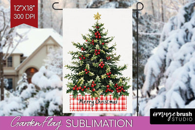 Christmas Garden Flag Sublimation - Winter Welcome Sign PNG Sublimation OrangeBrushStudio 
