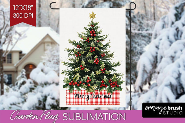 Christmas Garden Flag Sublimation - Winter Welcome Sign PNG Sublimation OrangeBrushStudio 