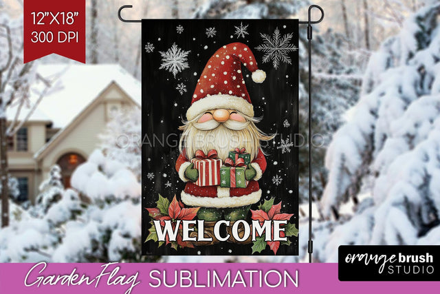 Christmas Garden Flag Sublimation - Winter Welcome Sign PNG Sublimation OrangeBrushStudio 