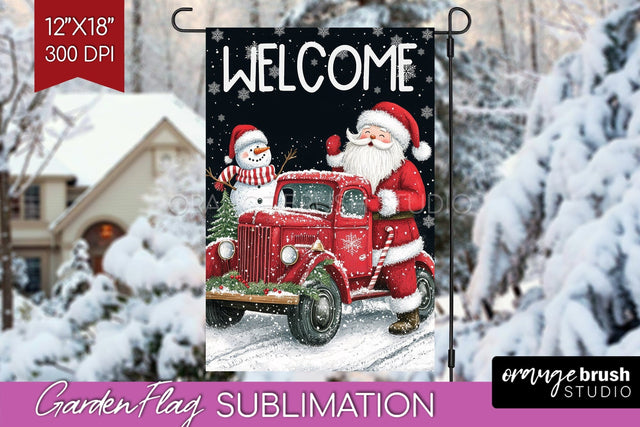 Christmas Garden Flag Sublimation - Winter Welcome Sign PNG Sublimation OrangeBrushStudio 