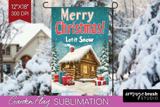 Christmas Garden Flag Sublimation - Winter Welcome Sign PNG Sublimation OrangeBrushStudio 