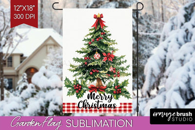 Christmas Garden Flag Sublimation - Winter Welcome Sign PNG Sublimation OrangeBrushStudio 