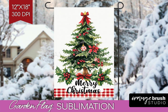 Christmas Garden Flag Sublimation - Winter Welcome Sign PNG Sublimation OrangeBrushStudio 