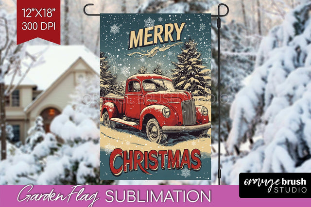 Christmas Garden Flag Sublimation - Winter Welcome Sign PNG Sublimation OrangeBrushStudio 
