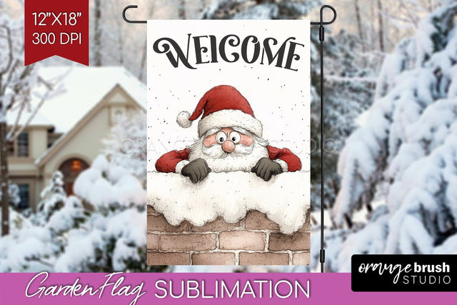 Christmas Garden Flag Sublimation - Winter Welcome Sign PNG Sublimation OrangeBrushStudio 