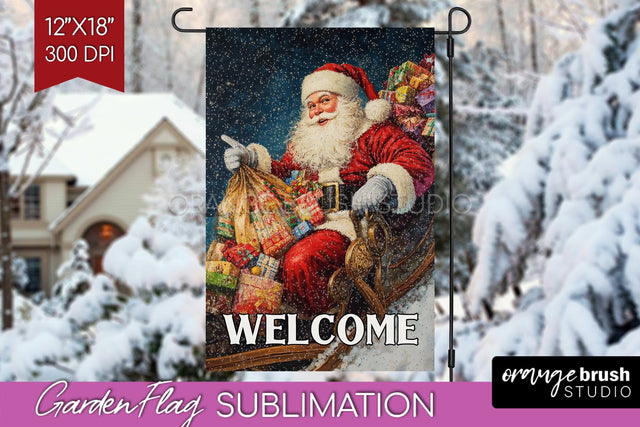Christmas Garden Flag Sublimation - Winter Welcome Sign PNG Sublimation OrangeBrushStudio 