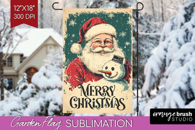 Christmas Garden Flag Sublimation - Winter Welcome Sign PNG Sublimation OrangeBrushStudio 