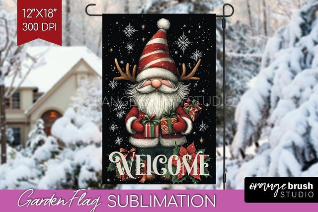 Christmas Garden Flag Sublimation - Winter Welcome Sign PNG Sublimation OrangeBrushStudio 