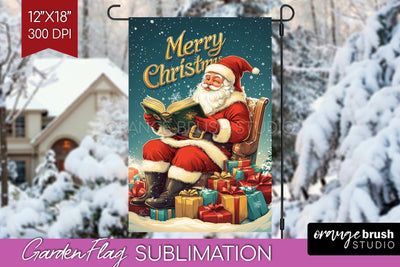 Christmas Garden Flag Sublimation - Winter Welcome Sign PNG Sublimation OrangeBrushStudio 