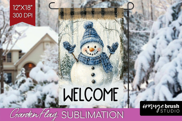 Christmas Garden Flag Sublimation - Winter Welcome Sign PNG Sublimation OrangeBrushStudio 