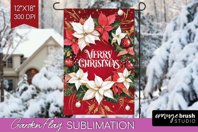 Christmas Garden Flag Sublimation - Winter Welcome Sign PNG Sublimation OrangeBrushStudio 
