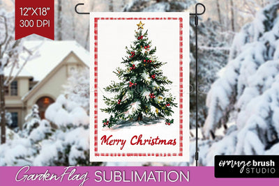 Christmas Garden Flag Sublimation - Winter Welcome Sign PNG Sublimation OrangeBrushStudio 