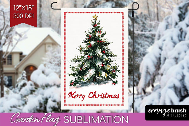 Christmas Garden Flag Sublimation - Winter Welcome Sign PNG Sublimation OrangeBrushStudio 
