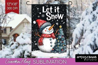 Christmas Garden Flag Sublimation - Winter Welcome Sign PNG Sublimation OrangeBrushStudio 