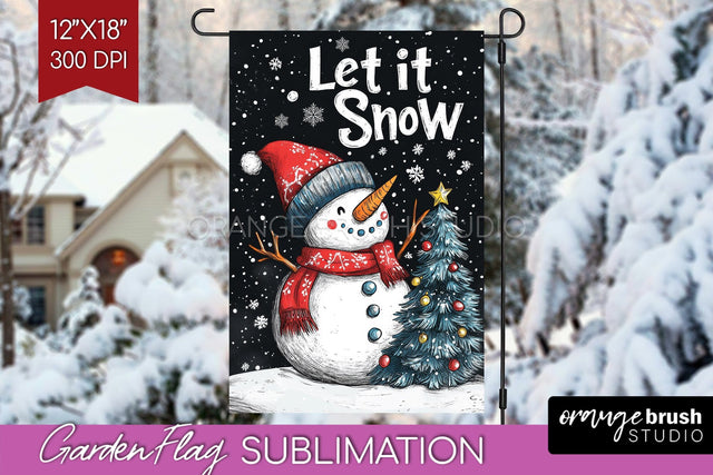 Christmas Garden Flag Sublimation - Winter Welcome Sign PNG Sublimation OrangeBrushStudio 