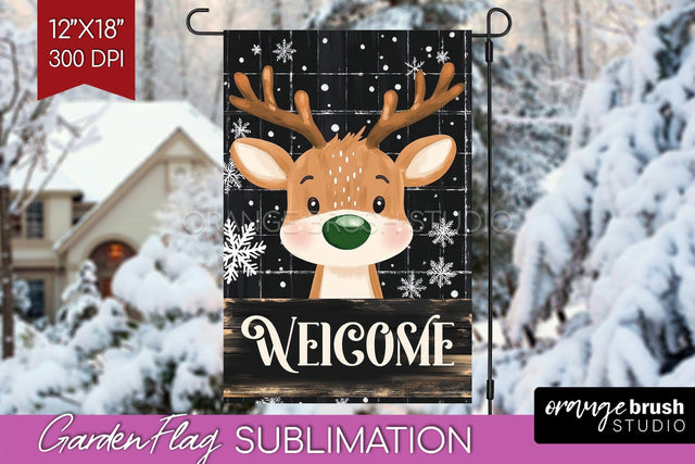 Christmas Garden Flag Sublimation - Winter Welcome Sign PNG Sublimation OrangeBrushStudio 