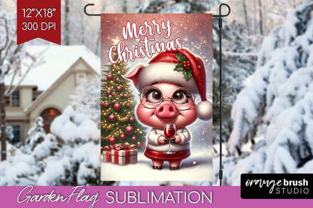 Christmas Garden Flag Sublimation - Winter Welcome Sign PNG Sublimation OrangeBrushStudio 