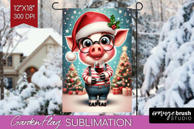 Christmas Garden Flag Sublimation - Winter Welcome Sign PNG Sublimation OrangeBrushStudio 