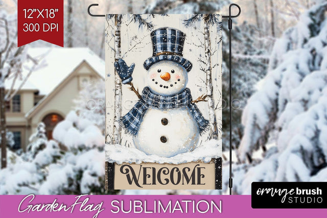 Christmas Garden Flag Sublimation - Winter Welcome Sign PNG Sublimation OrangeBrushStudio 