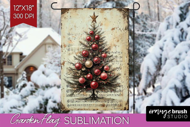 Christmas Garden Flag Sublimation - Winter Welcome Sign PNG Sublimation OrangeBrushStudio 