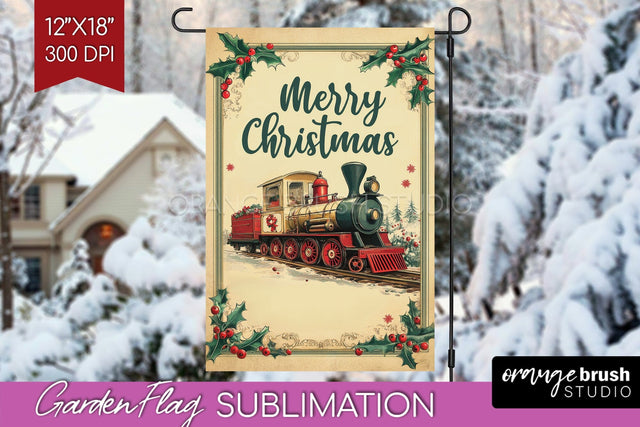 Christmas Garden Flag Sublimation - Winter Welcome Sign PNG Sublimation OrangeBrushStudio 